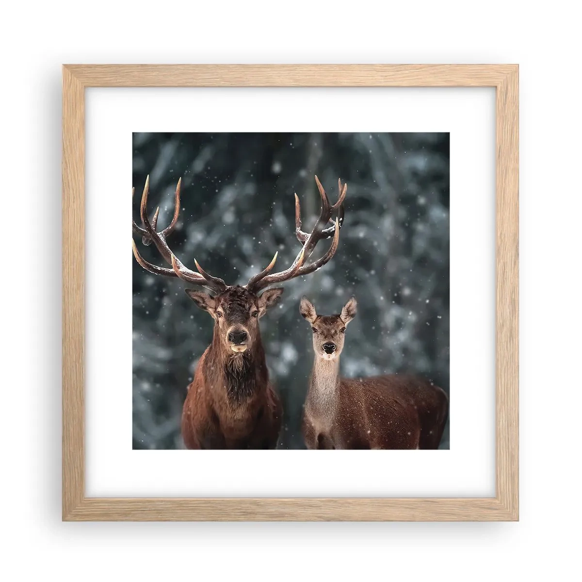 Affisch i ram av ljusek - Skogens herre med hustrun - 30x30 cm