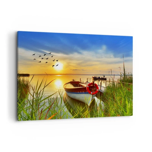 Canvastavla - Bild på duk - Storskarvarna drar iväg - 100x70 cm