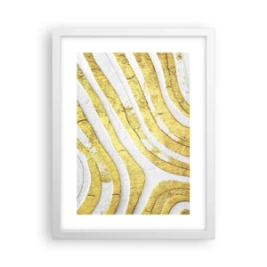 Affisch i vit ram - Komposition i vitt och guld - 30x40 cm