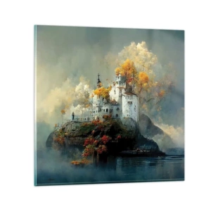 Glastavla - Bild på glas - Början på en romantisk historia - 70x70 cm