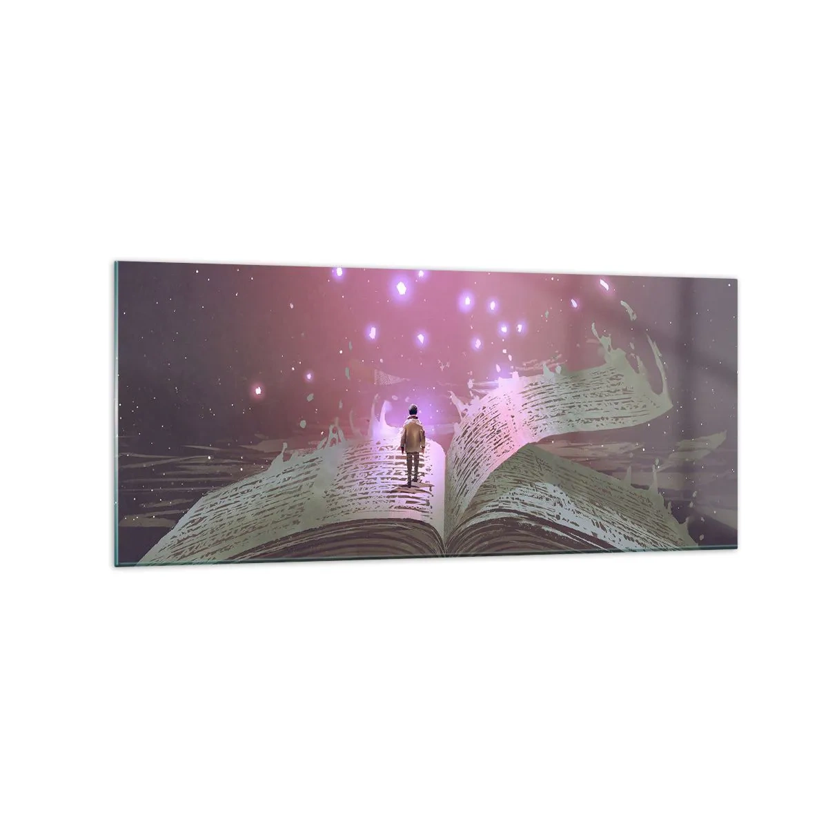 Glastavla - Bild på glas - Inbjudan till en annan värld - läs! - 120x50 cm