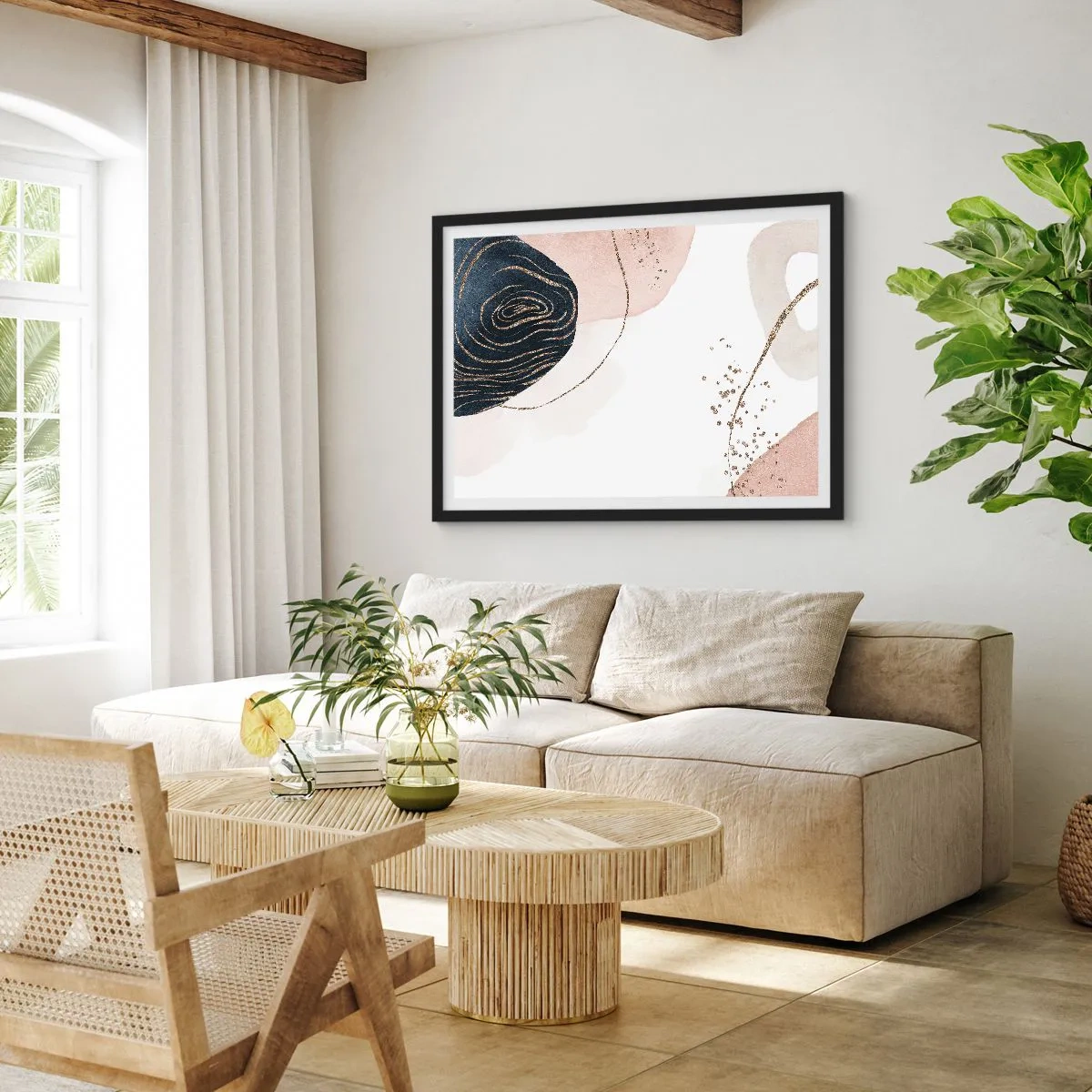 Affisch i svart ram - Allt flyter - 91x61 cm