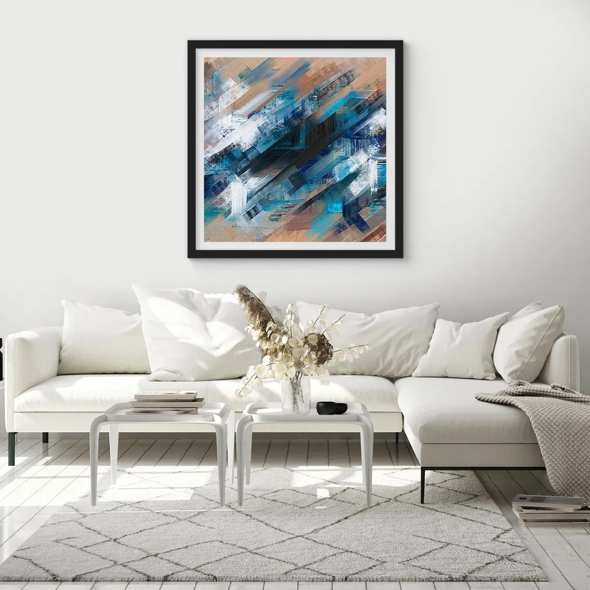 Affisch i svart ram - På en blå sluttning - 60x60 cm