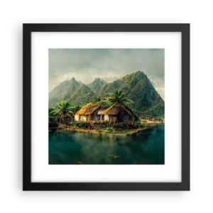 Affisch i svart ram - Tropiskt paradis - 30x30 cm