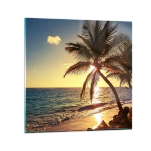 Glastavla - Bild på glas - Sommar under palmträden - 60x60 cm