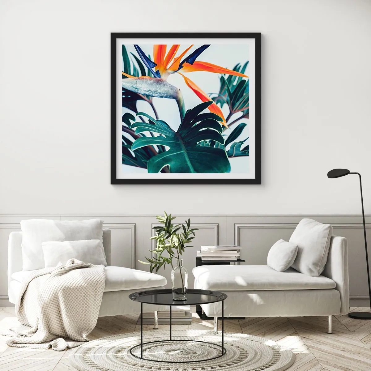 Affisch i svart ram - Fågelbuske - 40x40 cm