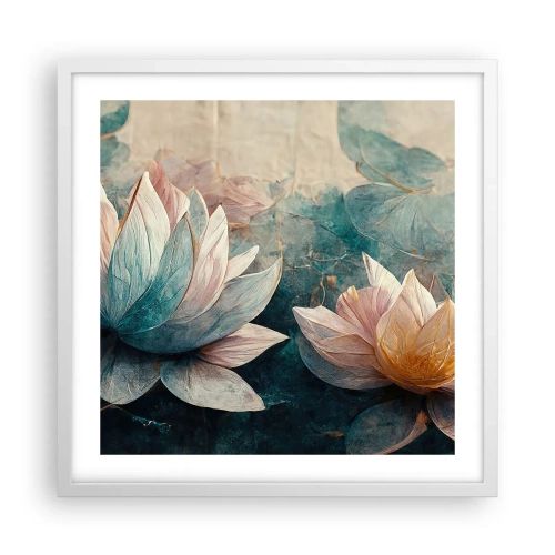 Affisch i vit ram - Stjärnor i en sjö - 50x50 cm