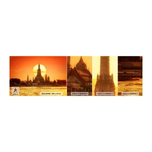 Provbit av självhäftande fototapet Deluxe Sticker - Mot solen, alltid mot solen - Bangkok, Gryningens tempel, Thailand - 100x30 cm