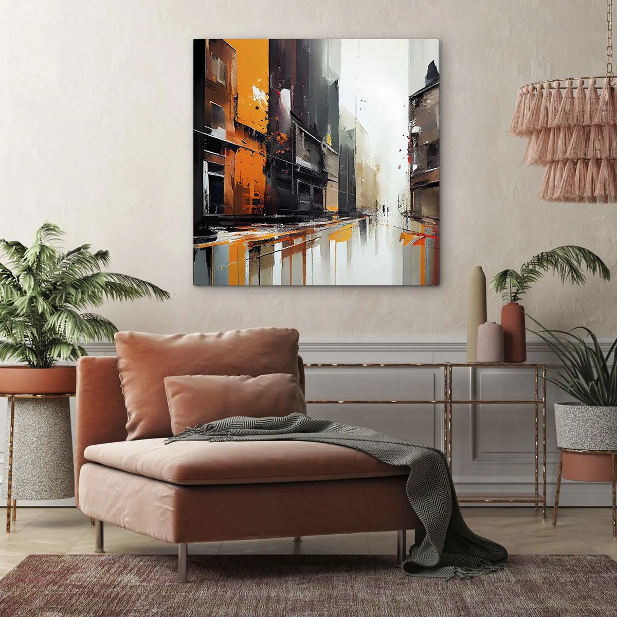 Canvastavla - Bild på duk - Regnig dag - 50x50 cm