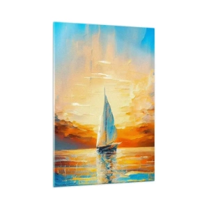 Glastavla - Bild på glas - Segla i gult - 70x100 cm
