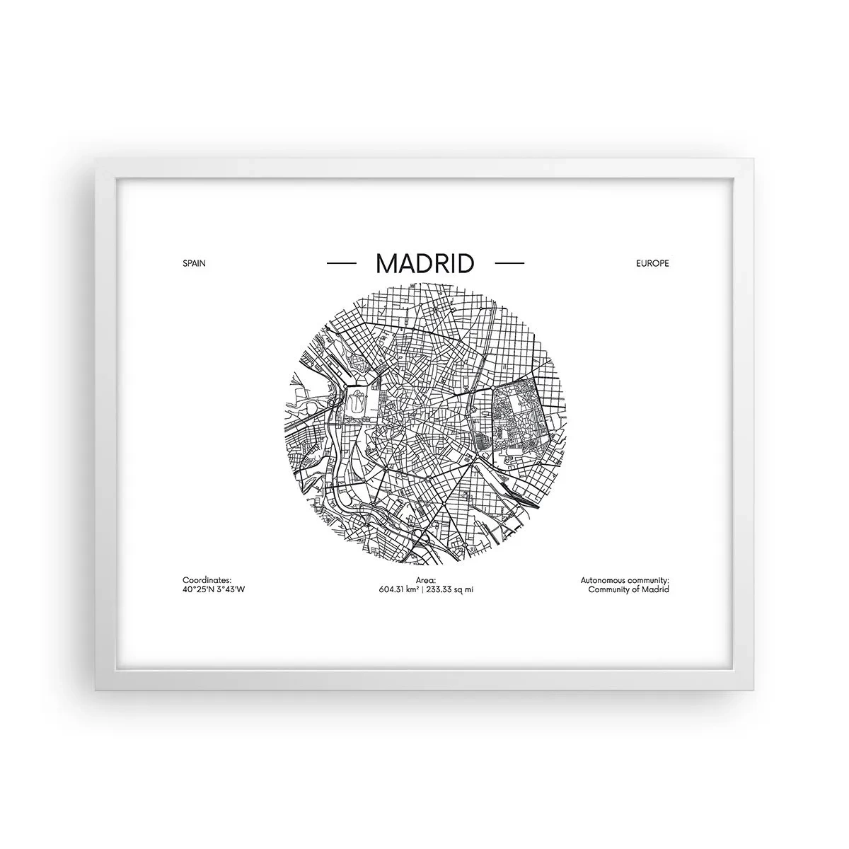 Affisch i vit ram - Madrids anatomi - 50x40 cm