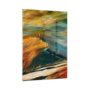 Glastavla - Bild på glas - Toskanskt landskap - 50x70 cm