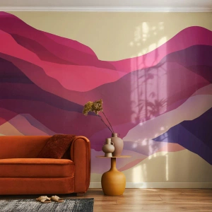 Fototapet Premium Canvas - Purpurfärgade vågor - Abstraktion, Bit, Modern konst - 500x350 cm