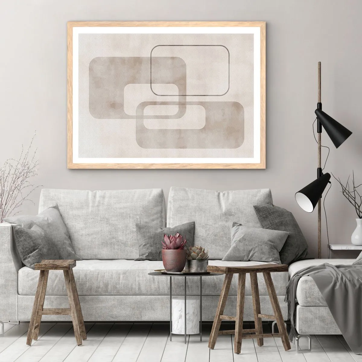 Affisch i ram av ljusek - Geometrisk fug - 70x50 cm