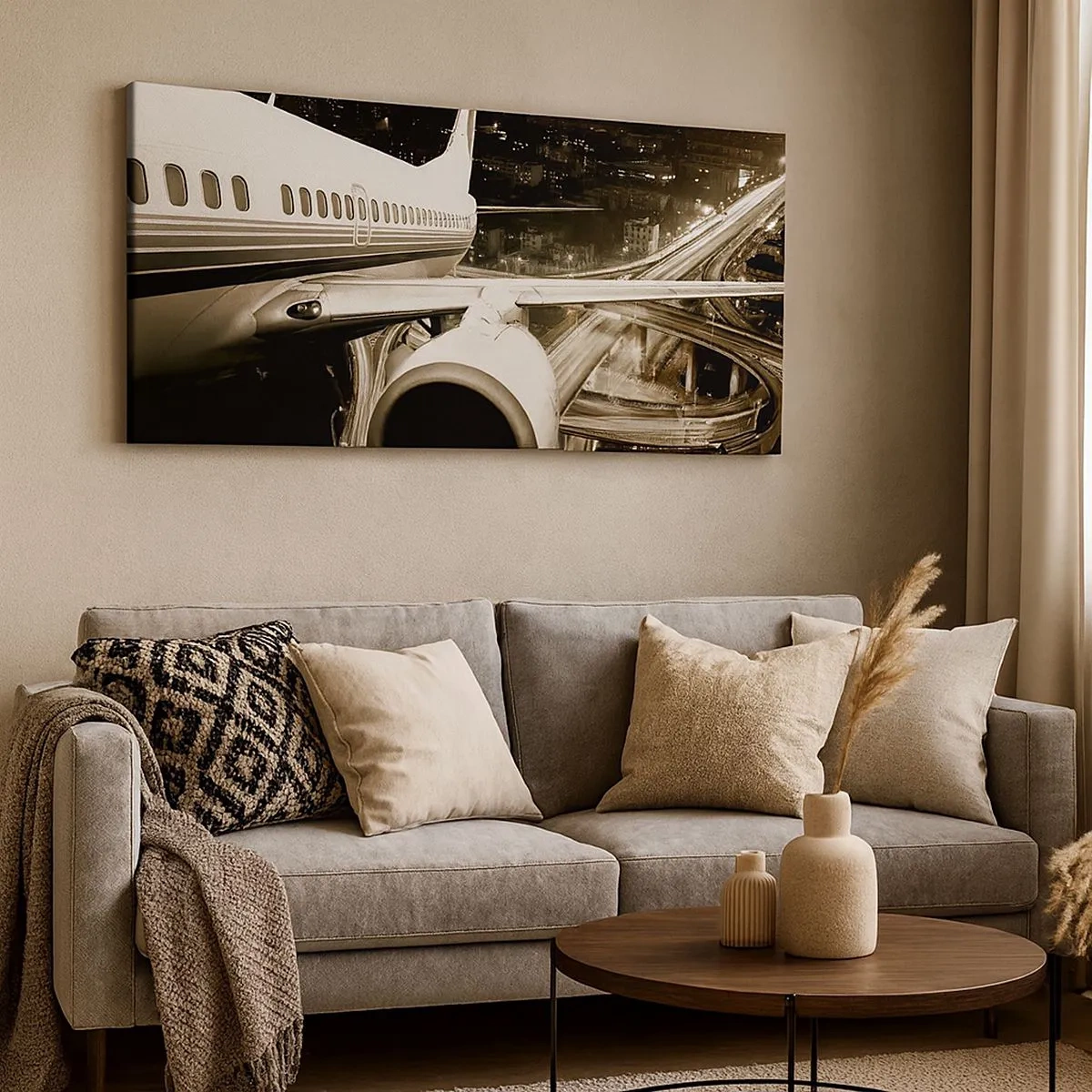 Canvastavla - Bild på duk - Lyfta upp i natten - 100x40 cm