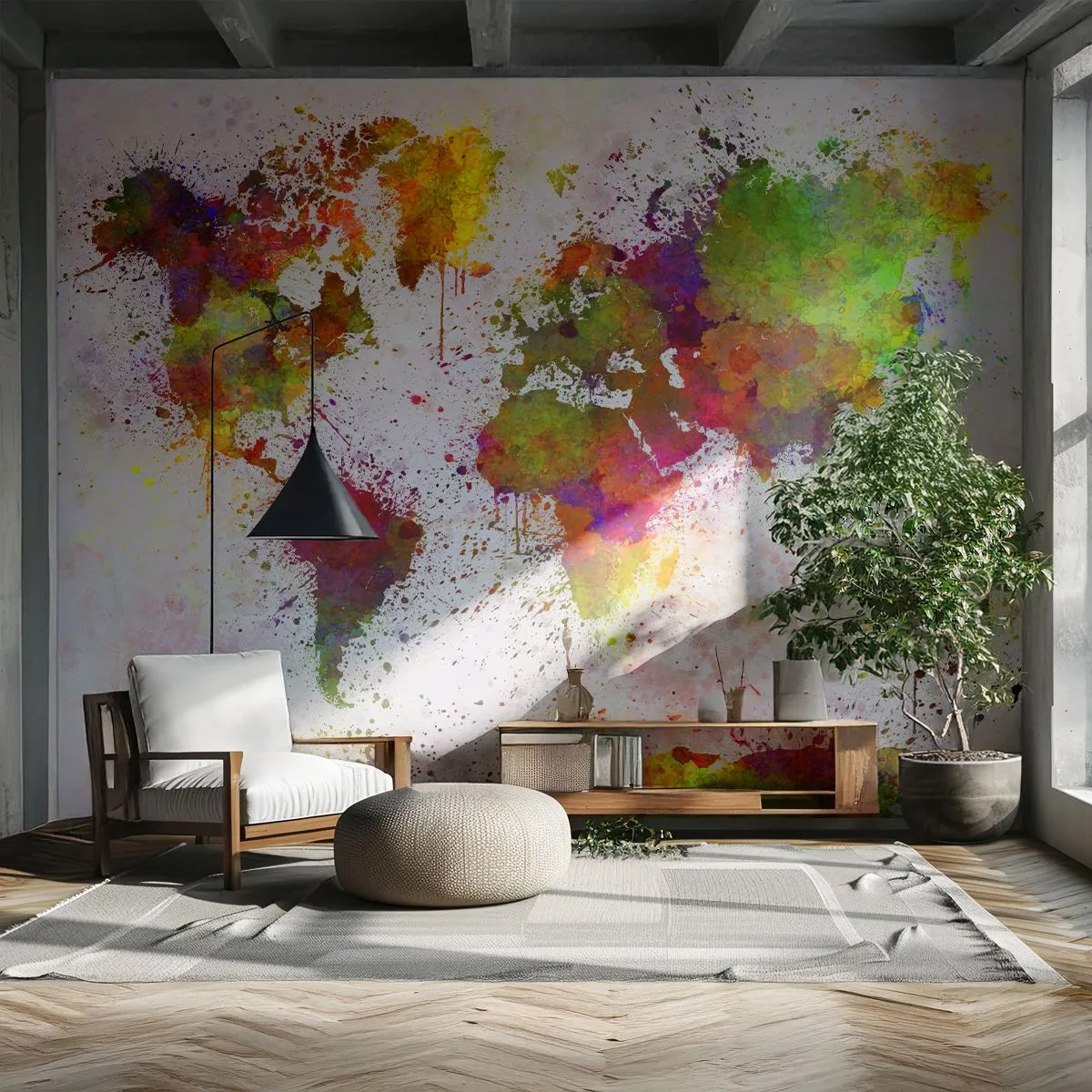 Fototapet Premium Canvas - Det blev bara så - Världskarta, Kontinenter, Bit - 300x210 cm