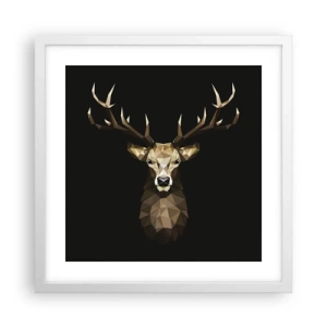 Affisch i vit ram - Kubistisk hjort - 40x40 cm