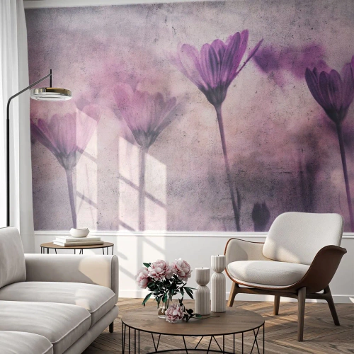 Fototapet Premium Sand - Blommornas sömn - Blommor, Bit, Trädgård - 100x70 cm