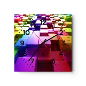 Väggklocka - Klocka på glas - Opkonst-variationer - 40x40 cm