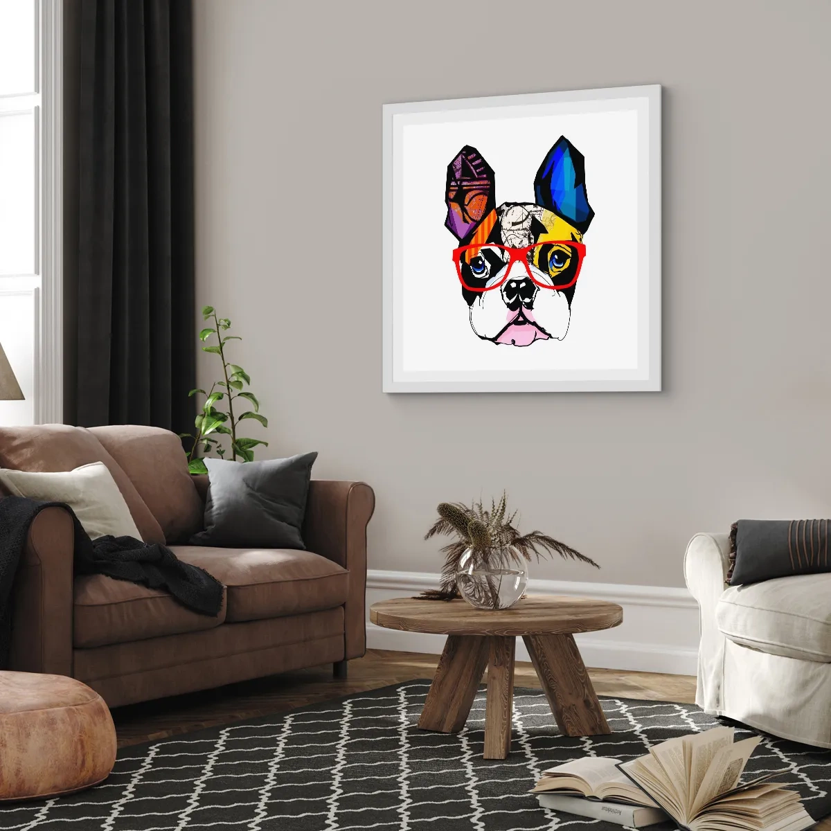 Affisch i vit ram - Intellektuell - 30x30 cm