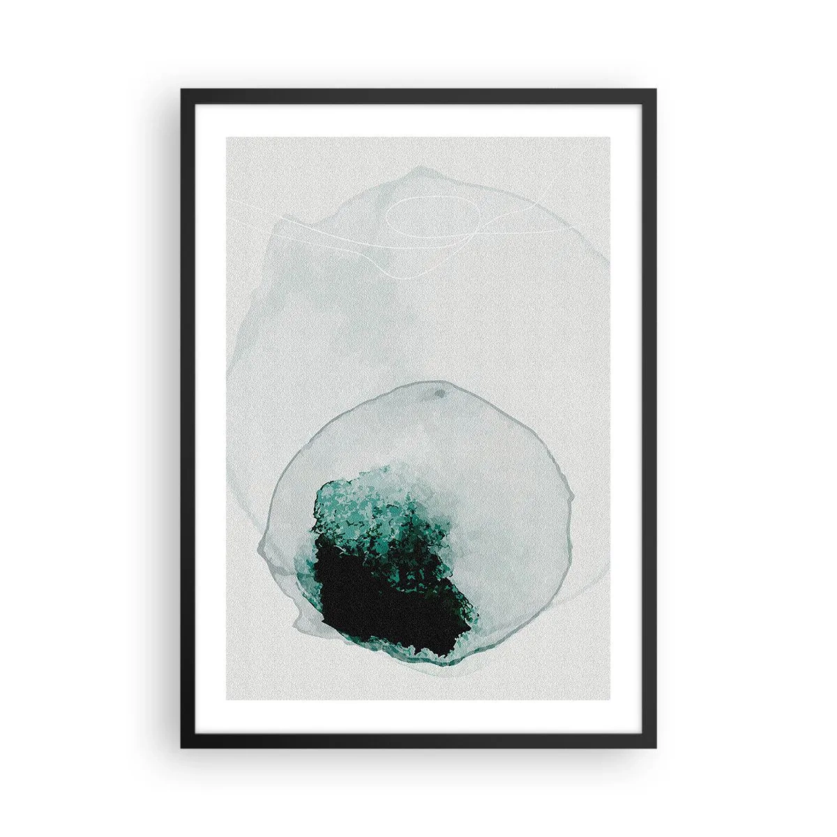 Affisch i svart ram - Abstrakt organisk form i nyanser av grönt - 50x70cm - I en droppe vatten - Modern väggdekoration för vardagsrum och sovrum ARTTOR