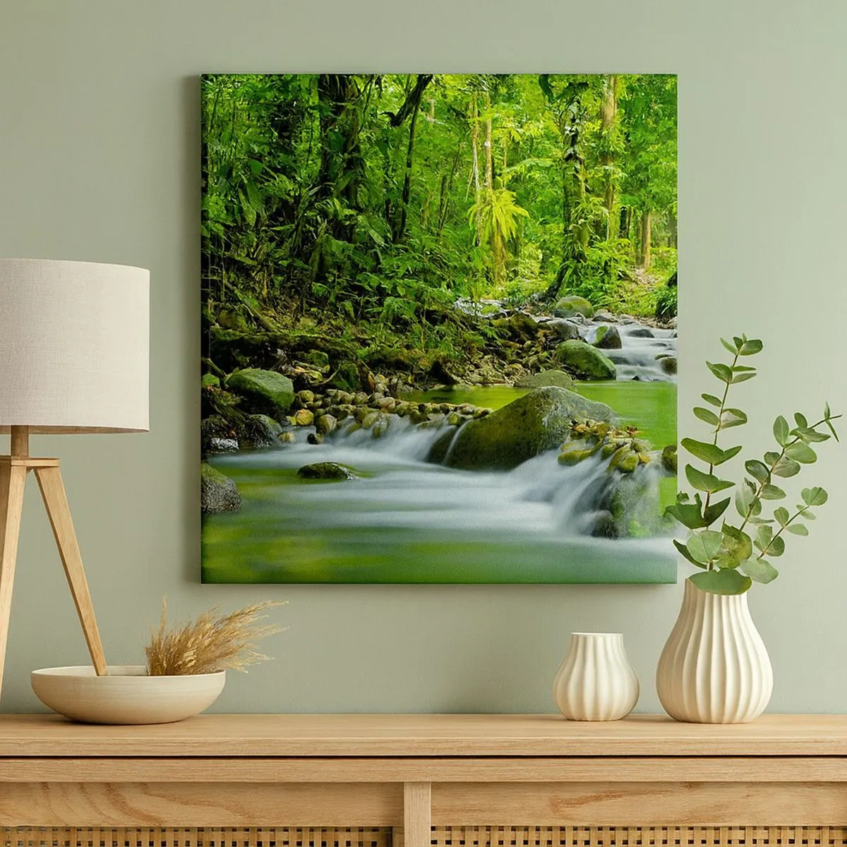 Canvastavla - Bild på duk - Simma i grönskans hav - 30x30 cm