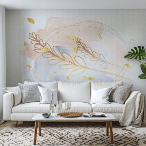 Fototapet Premium Canvas - En gyllene explosion - Ljus, Minimalistisk, Modern - 150x105 cm