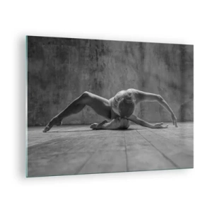 Glastavla - Bild på glas - Dansare i en pose på golvet - 70x50cm - Upphittad symmetri - Modern väggdekoration för vardagsrum och sovrum ARTTOR