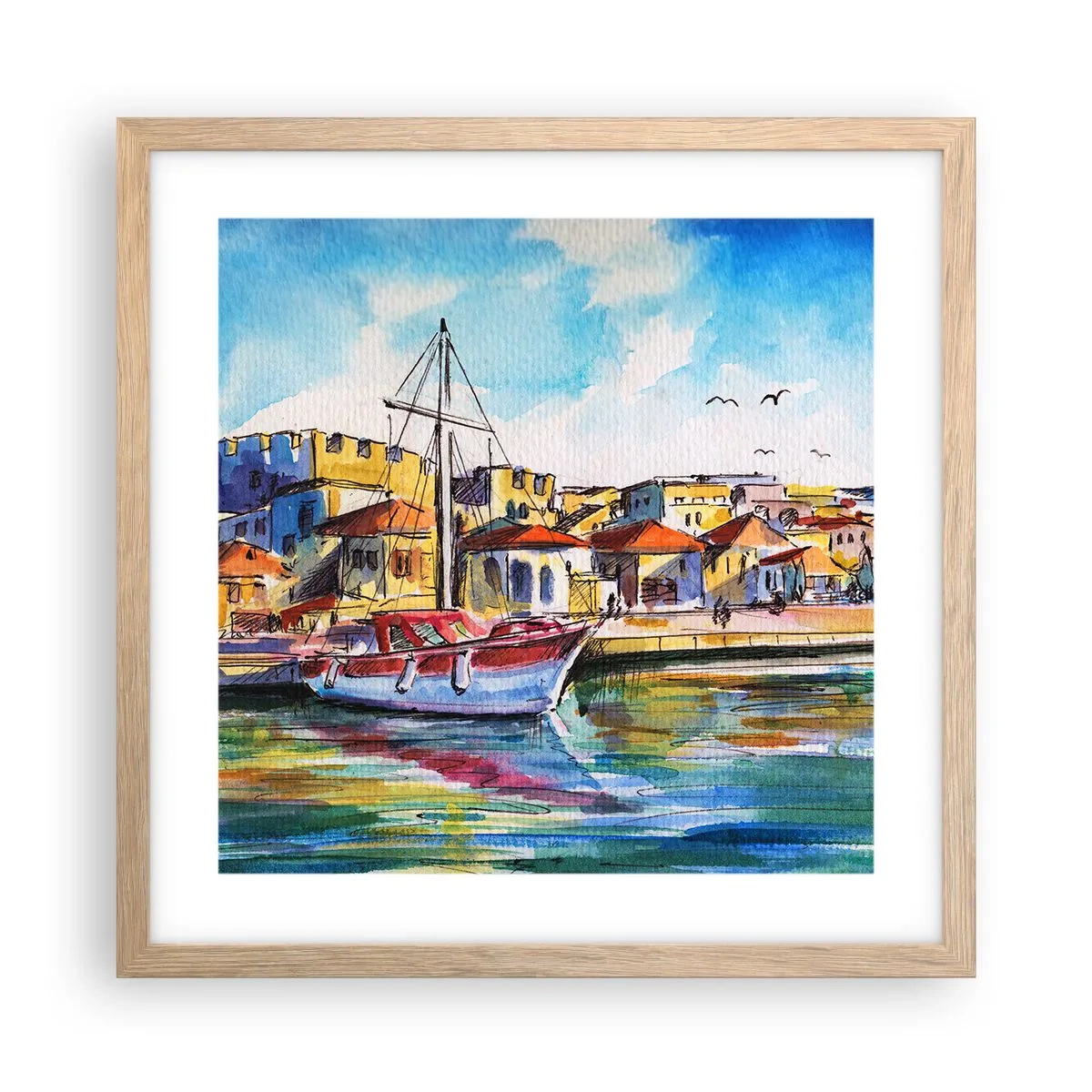 Affisch i ram av ljusek - Regnbågseftermiddag - 40x40 cm