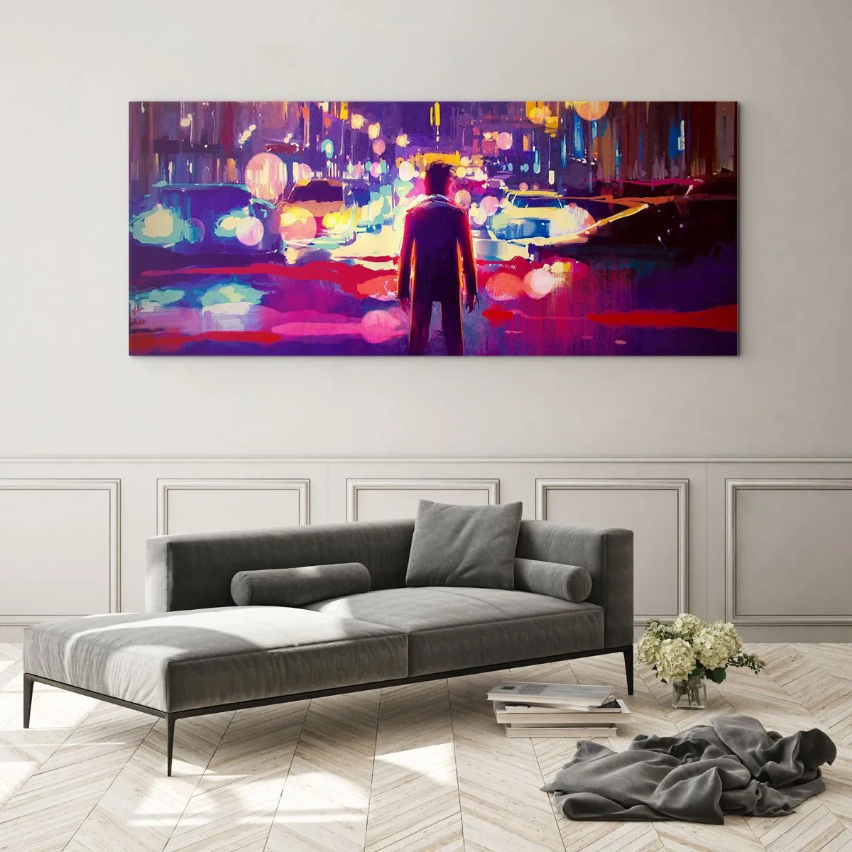 Glastavla - Bild på glas - Doppad i ljuset - 90x30 cm