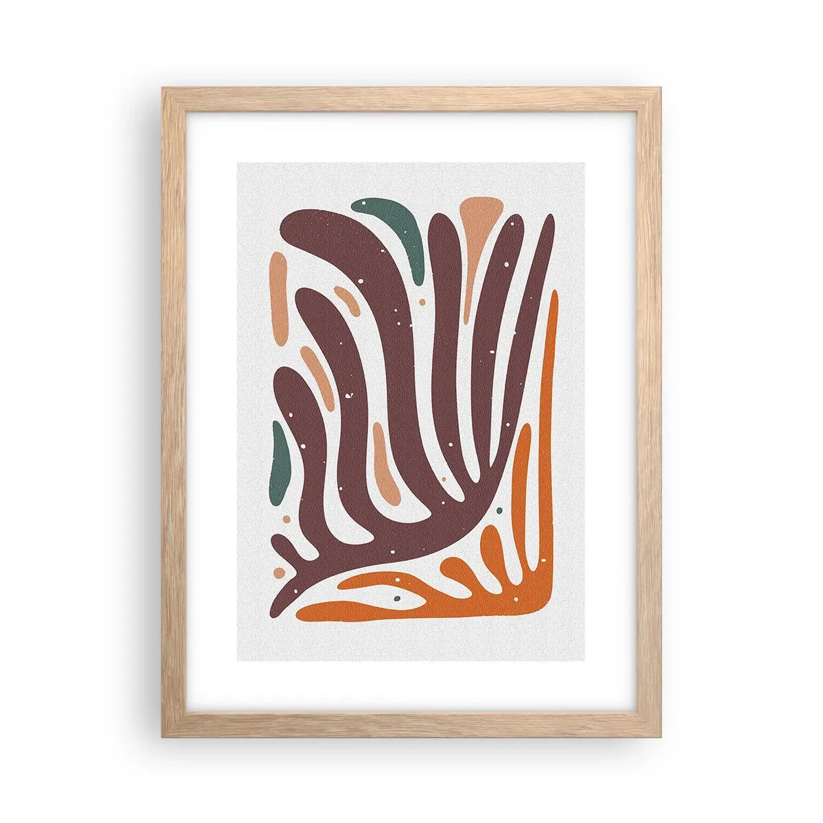 Affisch i ram av ljusek - Strålande organisk komposition - 30x40 cm