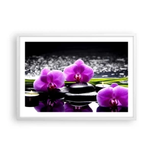 Affisch i vit ram - Drunkna i tystnad och lugn - 70x50 cm