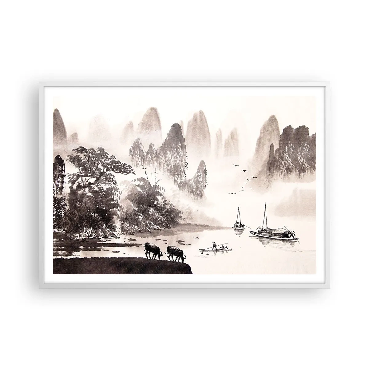 Affisch i vit ram - Österns exotiska vardag - 100x70 cm