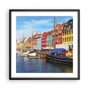 Affisch i svart ram - Glad kaj - 50x50 cm