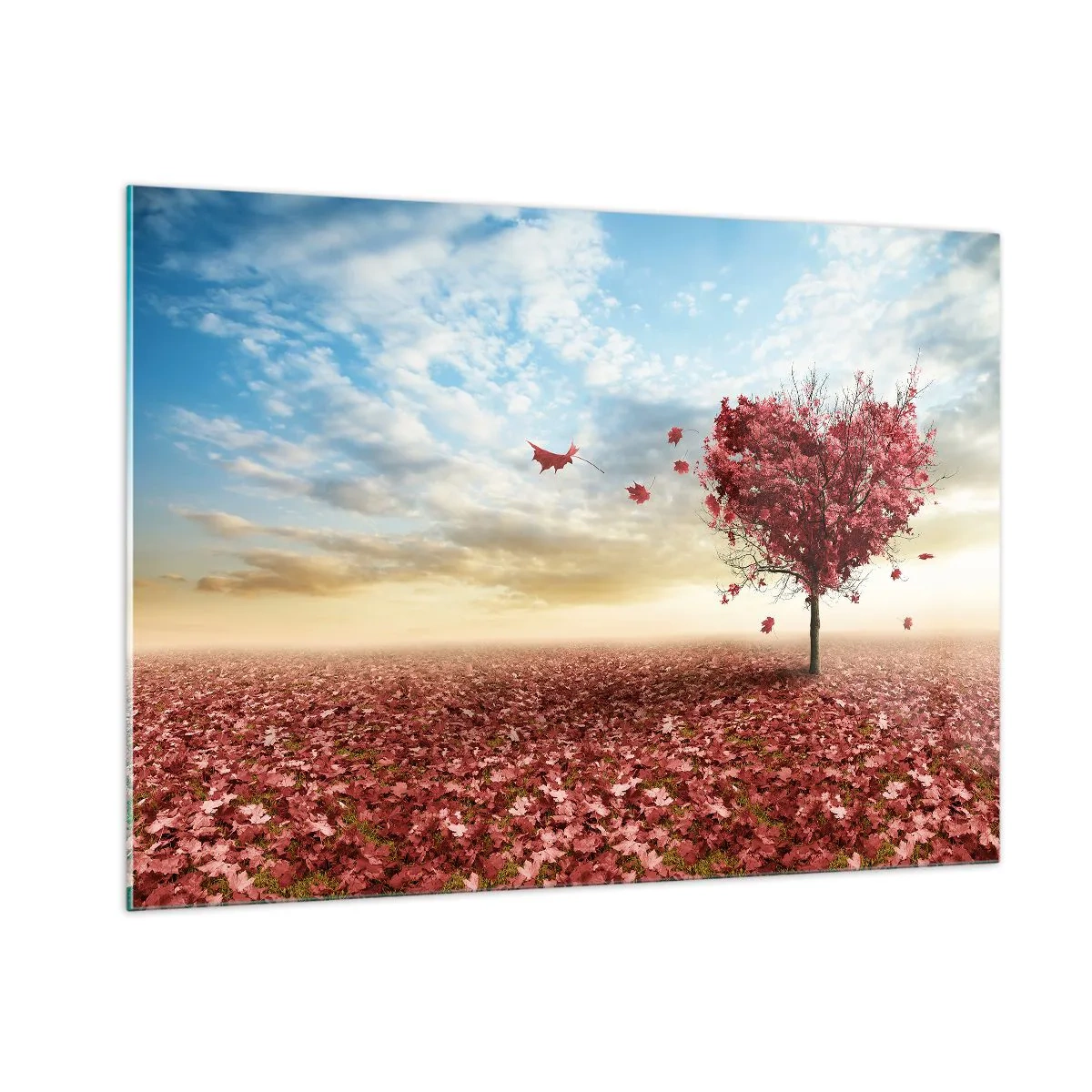 Glastavla - Bild på glas - Älska hösten, du också - 100x70 cm