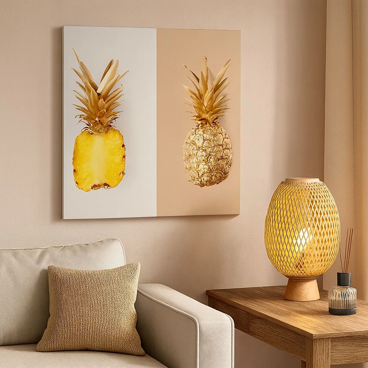 Canvastavla - Bild på duk - Ananas för oss - 30x30 cm