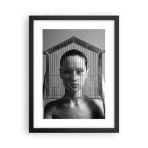 Affisch i svart ram - Något surrealistisk porträtt - 30x40 cm