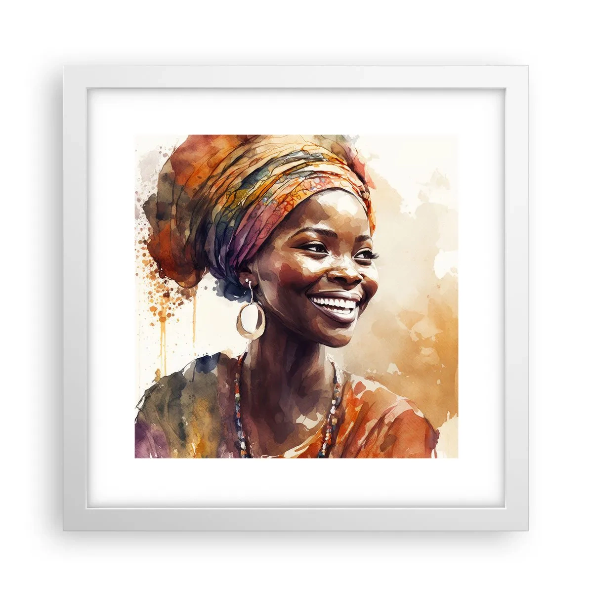 Affisch i vit ram - Afrikansk drottning - 30x30 cm