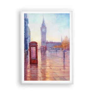 Affisch i vit ram - Höstdag i London - 70x100 cm