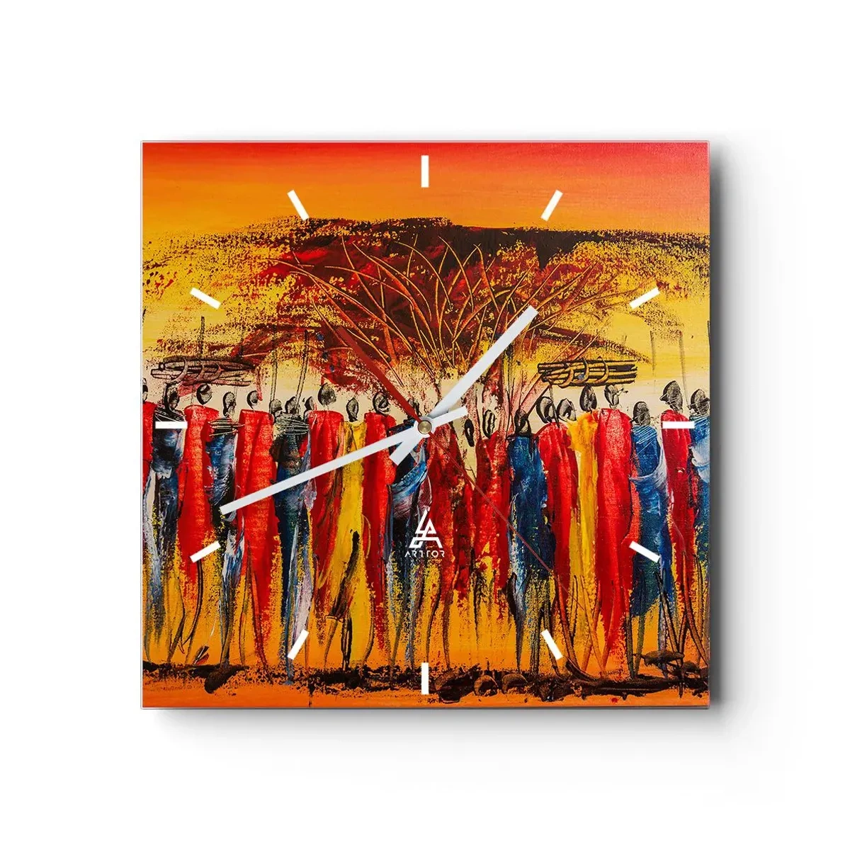 Väggklocka - Klocka på glas - Dit, dit, dit de går - 30x30 cm