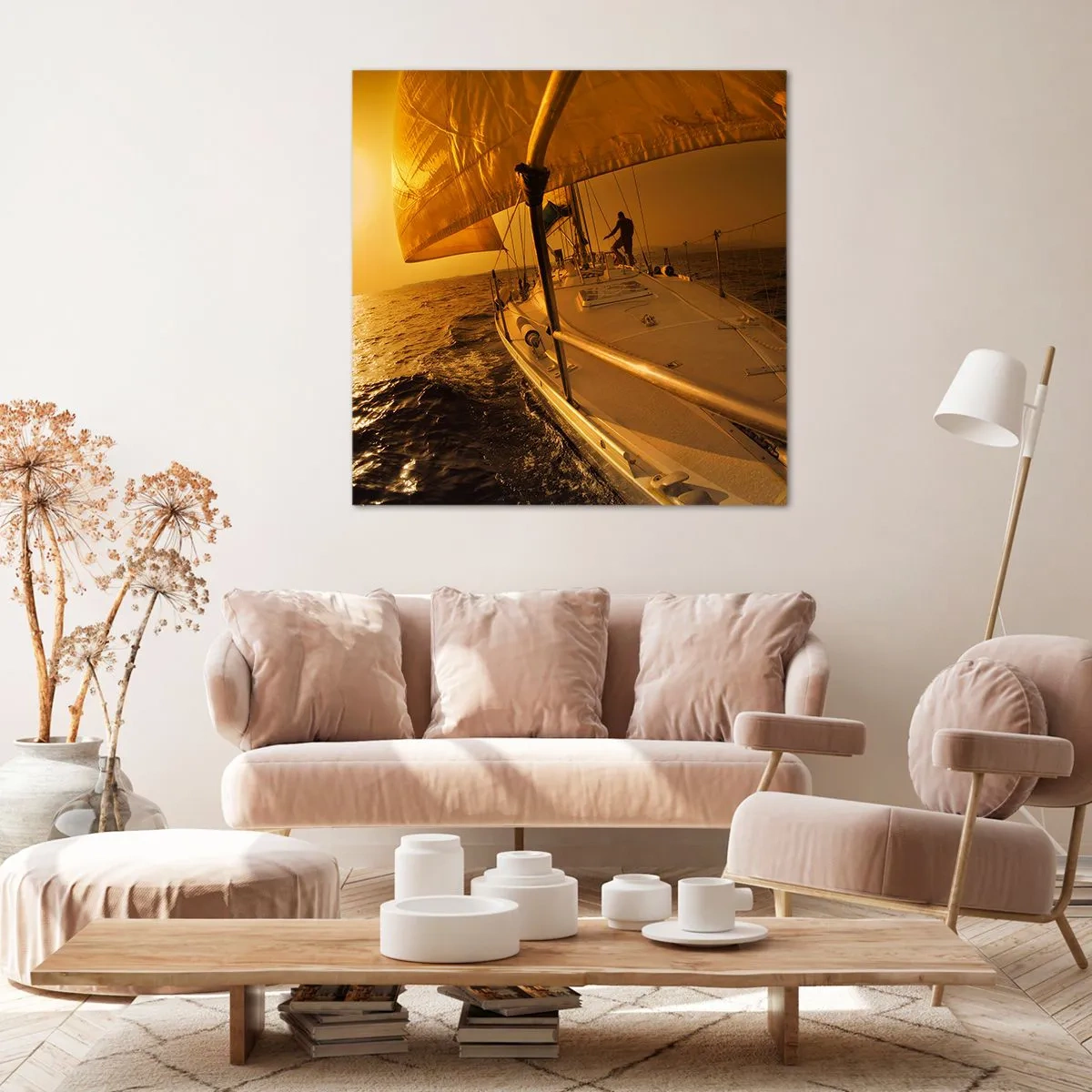 Canvastavla - Bild på duk - Gyllene kväll efter en färgrik dag - 30x30 cm