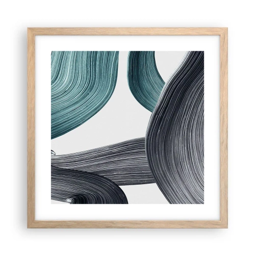 Affisch i ram av ljusek - Smaragd och svarta spår - 40x40 cm