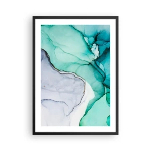 Affisch i svart ram - Ett abstrakt mönster i nyanser av turkos och grått, inspirerat av naturen. - 50x70cm - En studie i turkos - Modern väggdekoration för vardagsrum och sovrum ARTTOR