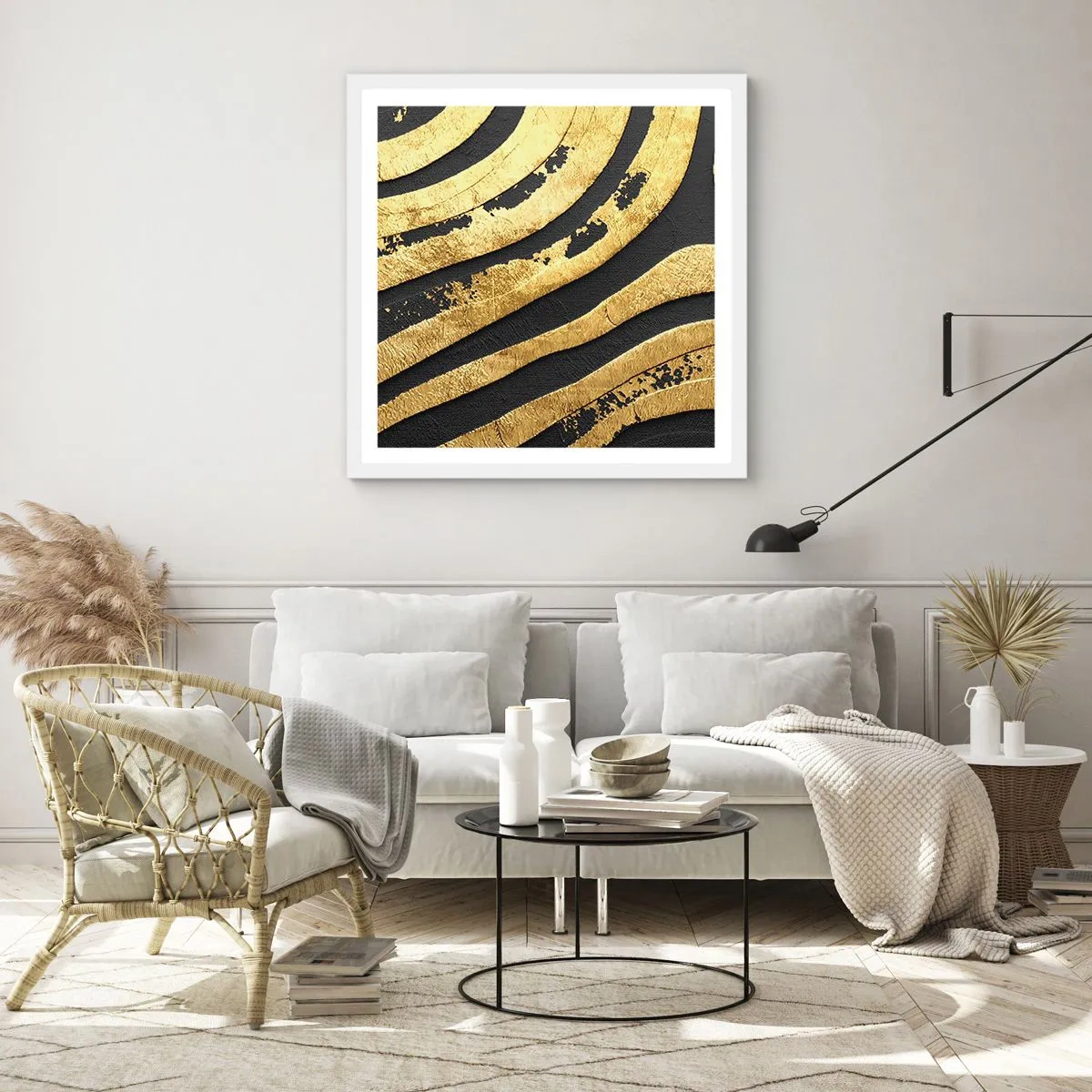 Affisch i vit ram - Allt flyter - 40x40 cm