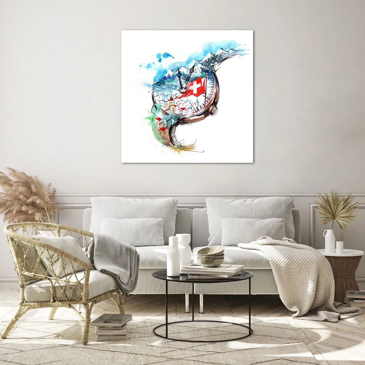 Glastavla - Bild på glas - Schweiz anda - 50x50 cm