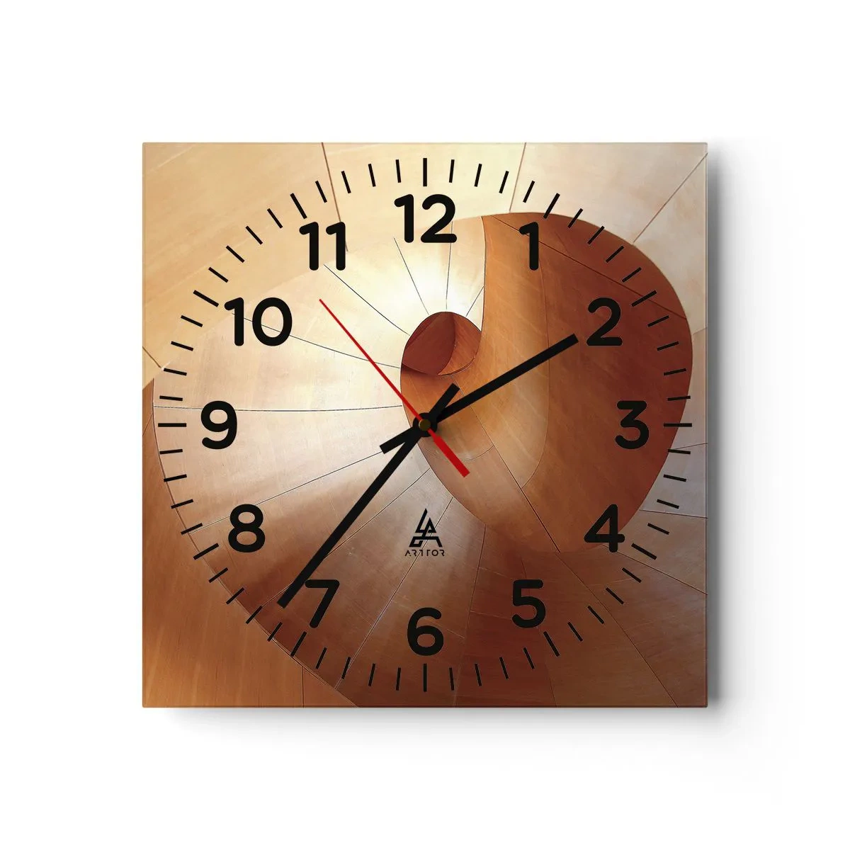 Väggklocka - Klocka på glas - Arkitektonisk serpentin - 30x30 cm