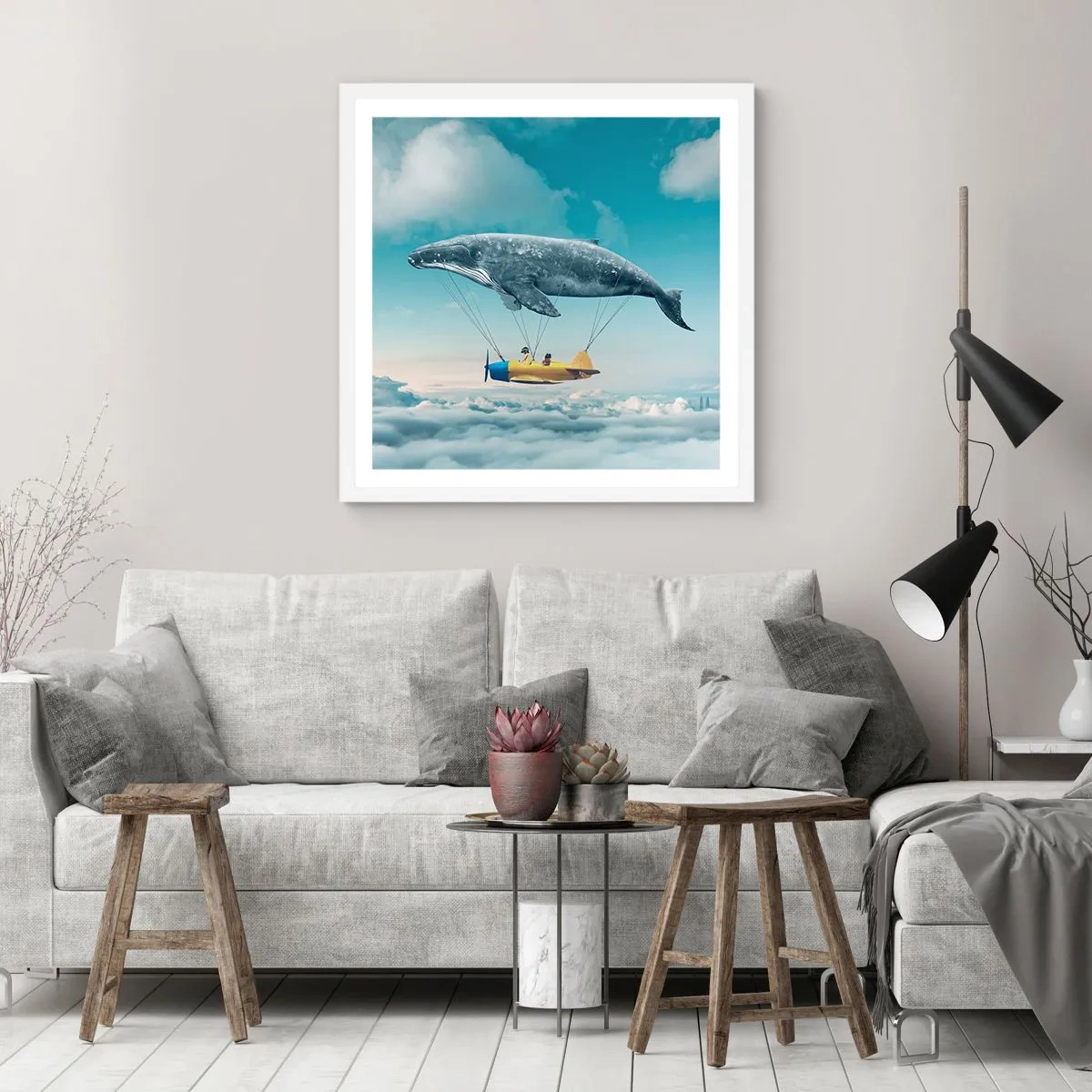 Affisch i vit ram - Varför inte? - 60x60 cm