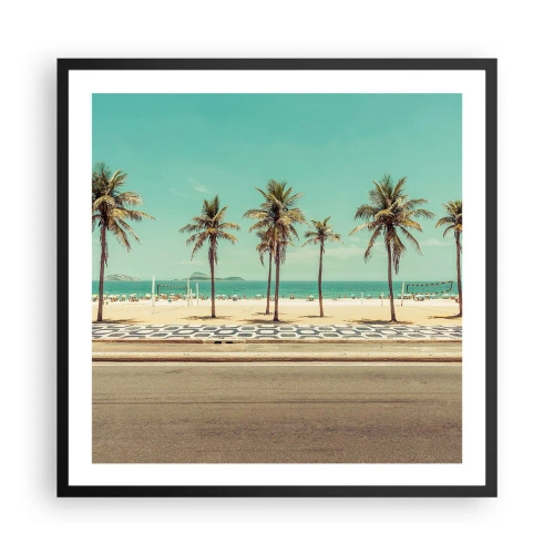 Affisch i svart ram - På stranden - 60x60 cm