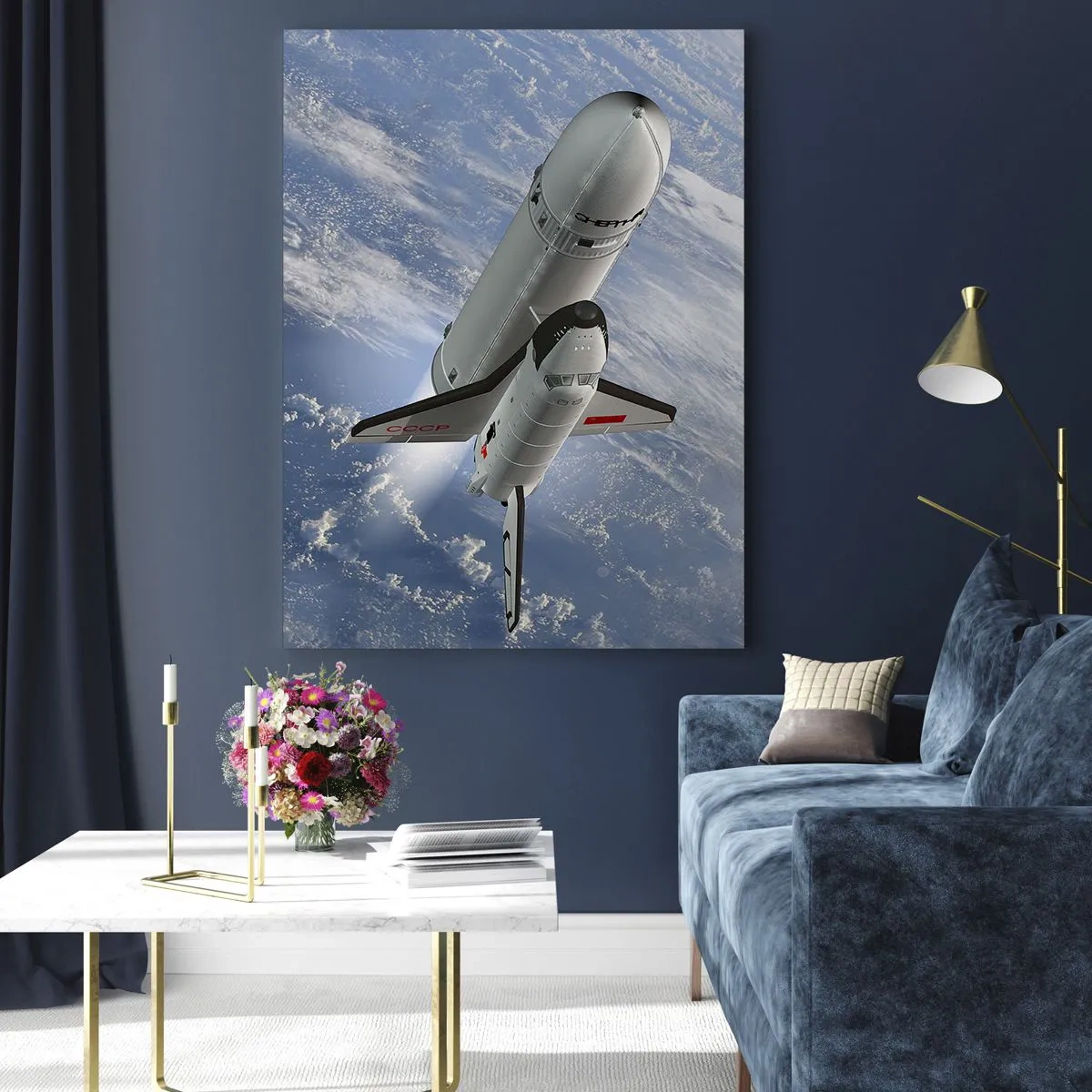 Glastavla - Bild på glas - Rymdfärd - 70x100 cm