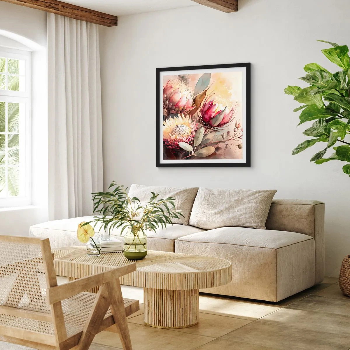 Affisch i svart ram - Från profil och en face - 60x60 cm